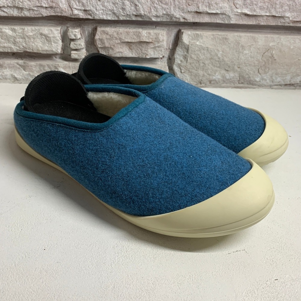 Mahabis Classic Blue Felt Slippers EU 39 Neoprene Heel Indoor Outdoor Shoes